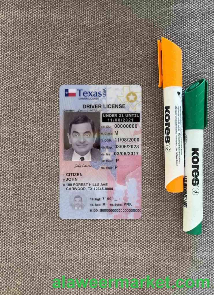 USA Texas driving license under 21 photolook FRONT